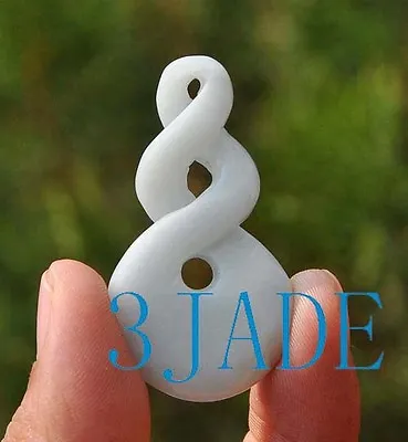 Certified Natural Jadeite Jade Double Twist Pendant Greenstone Necklace Maori  • $23.99