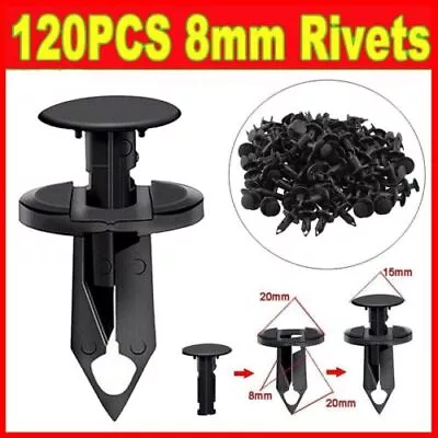 120*8mm Hole Plastic Rivets Fastener Push Clips For Toyota Nissan Navara X-Trail • $9.59