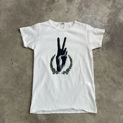 Fifth Mart T Shirt Unisex Sz XS Tag Peace Sign 70s White Vintage USA Made • $59.80