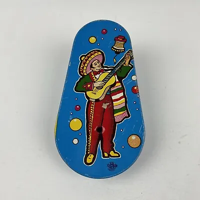 Vintage U.S. Metal Toy Tin Litho Noise Maker Mexican Guitar Player Made In USA • $9.37