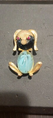 $9.99 • Buy Vintage CROWN TRIFARI Gold Tone PHILIPPE Jelly Belly CAT Pin Brooch Red Eyes 