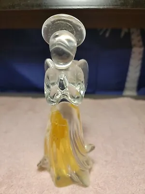 Mid Century Murano Glass Style Gold Dust Angel Candle Holder 7.5  Tall  • $35