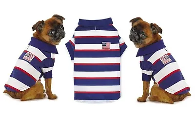 $23.89 • Buy Patriotic Pooch SPF40 Polo Dog Shirt - Red White & Blue Stars & Stripes Shirts