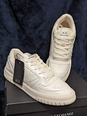 New Men's Armani Exchange Off White Sneakers Shoes Luxury Trainers Size 9 43 • £89