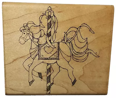 Carousel Horse With Heart Wood Mounted Rubber Stamp D.O.T.S. DOTS 1989 R103 • $12.99