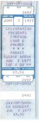 Vintage Emerson Lake Palmer ELP Ticket Stub June 7 1977 Indianapolis IN Unused  • $59.80