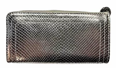 Longchamp Pebbled Leather Envelope Credit Card Wallet METALLIC SILVER NEW • $125