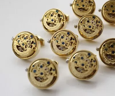 Gold Working Watch Clock Movement Steampunk Mechanical Cufflinks Costume • $36.57