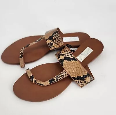 Zara Leather Animal Print Sandals Size 9 • $26.99