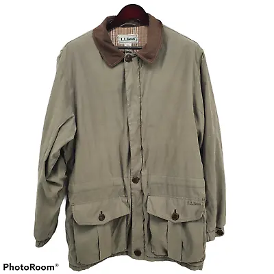 L.L. Bean Jacket Mens Large Hunter Field Jacket Chore Coat Brown Beige Heavy • $33.74