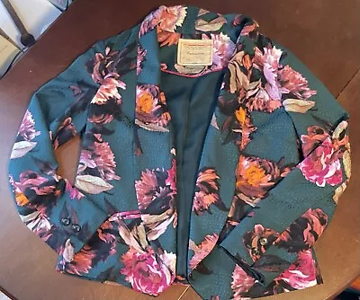 Anthropologie Cartonnier Rihan Green Floral Print Womens Jacket Blazer SIZE 2P • $38