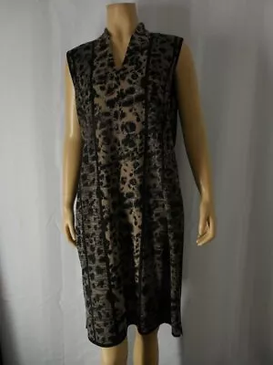 MISOOK Sheath Dress Medium Black Brown Animal Print Sleeveless NWT • $68