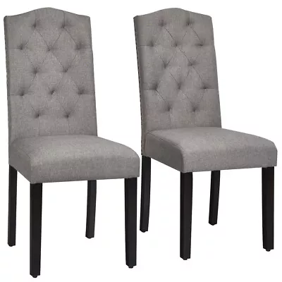 $163.90 • Buy Giantex 2 Pcs Dining Chairs Tufted Upholstered Seat W/Nailhead Trim Rubber Legs