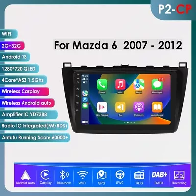 For Mazda 6 2007-2012 9'Android 12 Car Stereo Radio WIFI GPS Navi CarPlay BT SWC • $139
