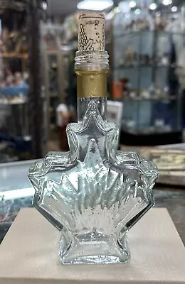 Canadian Maple Leaf Shape Clear Glass Syrup Liquor Bottle / Clear Empty 20cl • $19.99