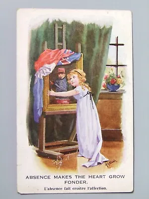 Postcard WW1 Military Children's AA Nash Inter Art French Girl Romance...G+ • £6