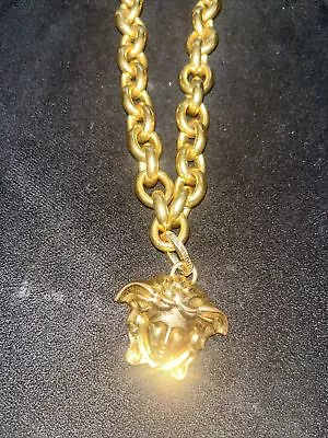 Soave Oro 14K Gold Electroform Toggle Necklace With Versace Medusa Pendant • $800