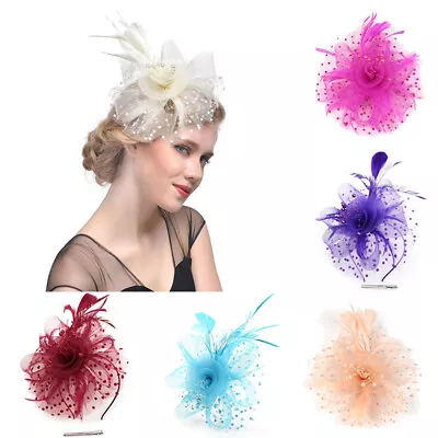 Hair Clip Flower Feathers Ascot Race Top Hat Fascinator Wedding Small Mini • $9.74