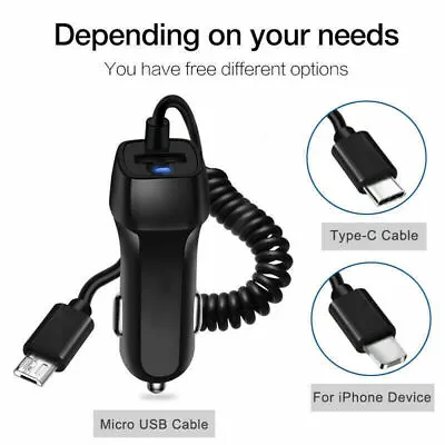 FAST Rapid1 Car Charger Type C Micro USB Charging For Samsung LG MOTO Cell Phone • $4.79