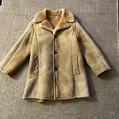 Men's Bick Sheepskin Leather Ranch Coat Size 46. Made In The USA. Great Shape. • $170