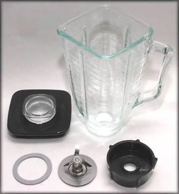 $24.99 • Buy 5 Cup Square Top 6 Piece Complete Glass Jar Replacement Set, Fits Oster Blender