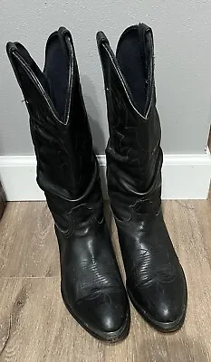 Durango 18123 Black Leather Western Cowboy Boots Size 9.5 EE Metal Toe Tip • $37