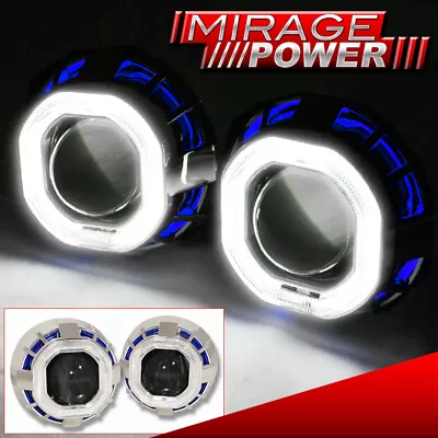 For Audi VW Lotus Blue White Dual Halo Rings 2.5  Projector Retrofit Headlight • $57.99