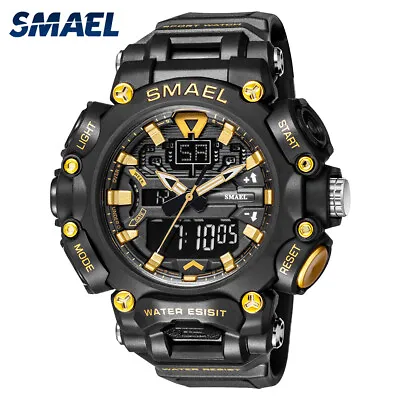 SMAEL Men Quartz Watch Dual Time Wristwatch Digital Wristwatch Boys Stopwatch • $13.65