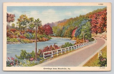 Greetings From Meadville Pa Linen Postcard No 3140 • $5.10