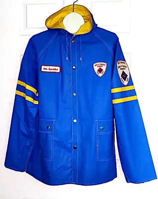 Vtg WELLS FARGO ATM SPECIALIST WEATHER-RITE Reversible Raincoat Slicker Jacket L • $24.99