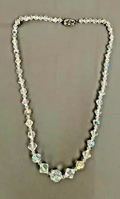 Vintage Jewelry - Clear - Aurora Borealis - Graduated - Glass Beads - Necklace • $12.50