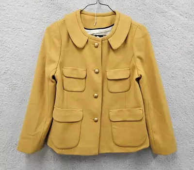 J Crew Women Jacket 8 Yellow Mustard Wool Blend Collared Button Down Blazer Fit • $28.99