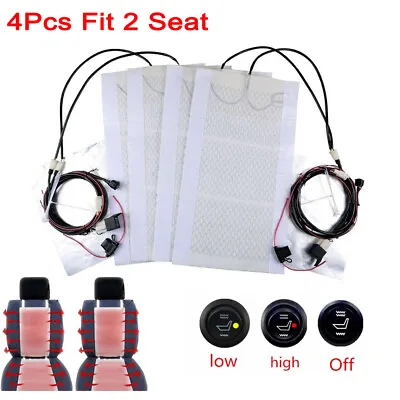 2 Seats 4 Pads 12V High/Low Round Switch Seat Heater Heated Kit Universal • $36.90