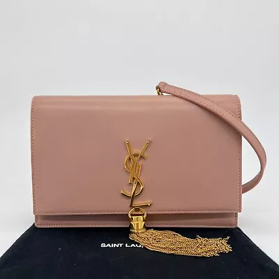 Saint Laurent YSL Kate Tassel Wallet On Chain Bag In Pink With Gold Hardware • £785