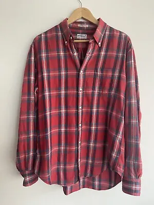£20 • Buy Mens Gant Rugger Red Shirt Medium Size Check Plaid Long Sleeve Vintage Top XL