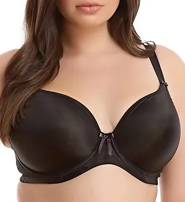 Elomi BLACK Bijou Underwire Convertible Plunge T-Shirt Bra US 44H UK 44FF • $42