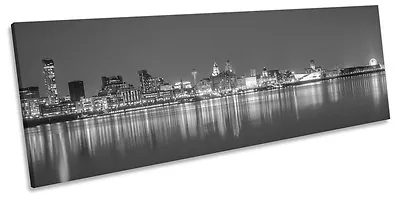 £39.99 • Buy Liverpool Merseyside Skyline B&W CANVAS WALL ART Pano Framed Print