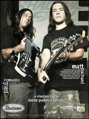 Shadows Fall Matt Bachand Paul Romanko 2003 Ibanez Guitar & Bass Advertisement • $4