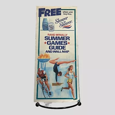 1984 Rand McNally Olympic Summer Games Guide Wall Map Olympics Shower To Shower • $7.99