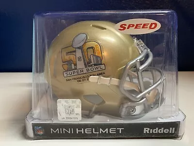 SUPER BOWL 50 Gold Riddell Mini Helmet Broncos V. Panthers NIB • $29.99