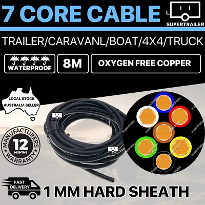 8M X 7 Core Wire Cable Trailer Cable Boat Caravan Truck Oxygen Free Copper V90 • $25.16