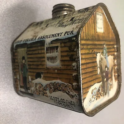 1984 Vermont Pure Maple Syrup Log Cabin Tin Metal Can EMPTY Missing Top Cap • $8