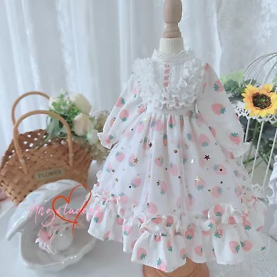 Blythe 1/6 1/4 1/3 BJD Clothes Outfit White Dress + Headwear Pink Strawberry AOD • $22.67