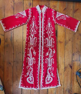 Handmade And Embroidered Red Velvet Sherwani Asian Men Wedding Kurta Kaftan • £150