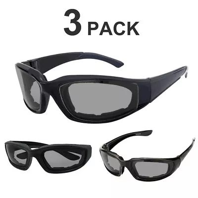 3pcs Hreyfing Foam Padded Motorcycle Riding Glasses Sunglasses Windproof Goggles • $9.79