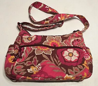 VERA BRADLEY CARNABY Retired Handbag Shoulder Bag Purse Tote Pink Brown USA Worn • $14.99