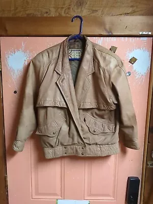 Vintage Global Identity G-111 Leather Jacket Mens Medium  Brown Sports Coat • $23.09