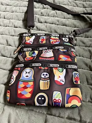 LeSportsac Matryoshka Russian Dolls 3 Tier Shoulder Crossbody Bag Brown • $25