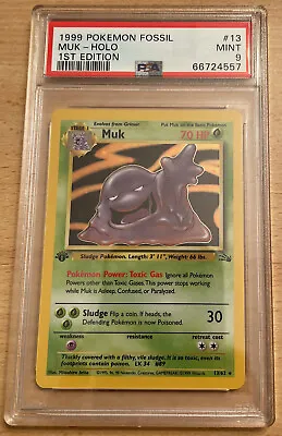 $77.99 • Buy PSA 9 Muk Holo 13/62 First 1st Edition Fossil 1999 Pokemon Card  Mint
