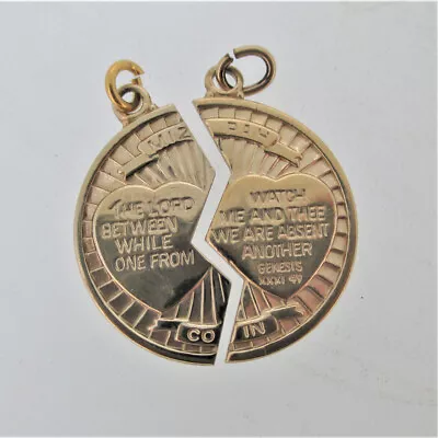 14K Gold Filled Break Apart Mizpah Coin Pendant • $69